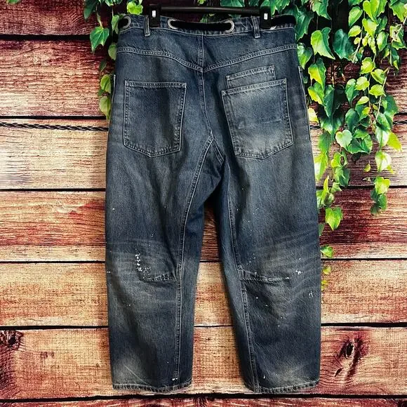 Free People We The Free Moxie Pull-On Barrel Jeans Size 29 Painter Wide Leg - Picture 4 of 6